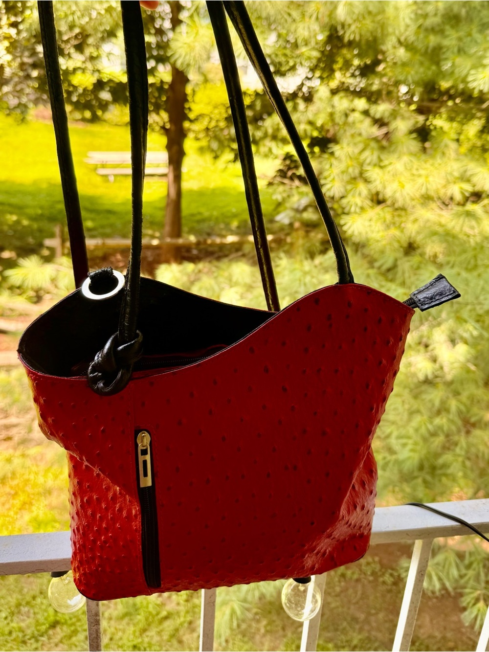 Authentic vintage Italian Leather Ostrich Bag – Excellent Condition